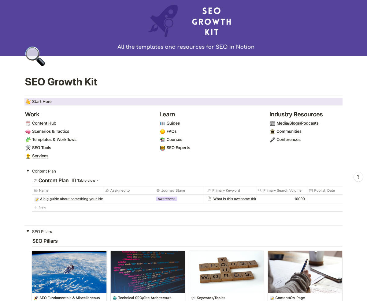 SEO Growth Kit: The Complete Notion Template For SEO